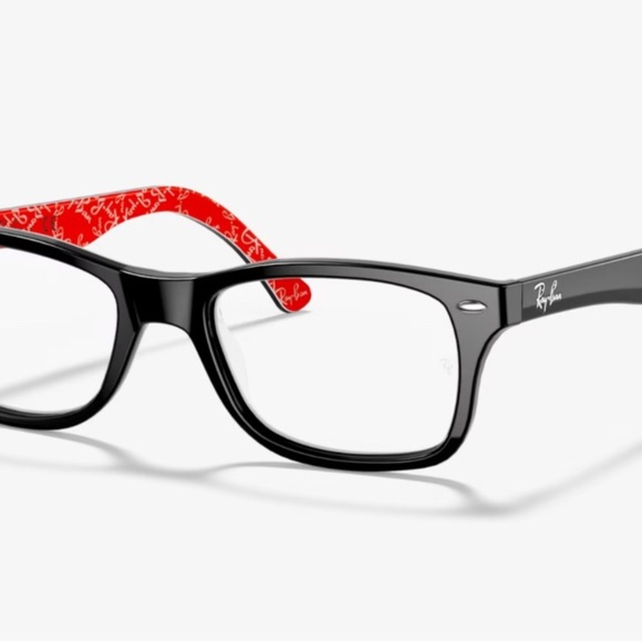 RAY-BAN Rx-able Eyeglasses RB 522-8247950B17140 Black Red & White Frames/case - Picture 5 of 11